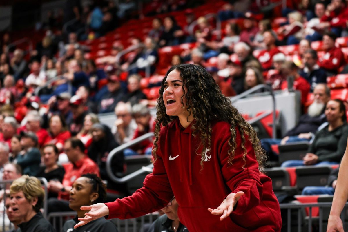 WSU+women%E2%80%99s+basketball+player+Charlisse+Leger-Walker+reacts+in+shock+to+a+call+during+an+NCAA+womens+basketball+game+against+Colorado%2C+Feb.+2%2C+2024%2C+in+Pullman%2C+Wash.