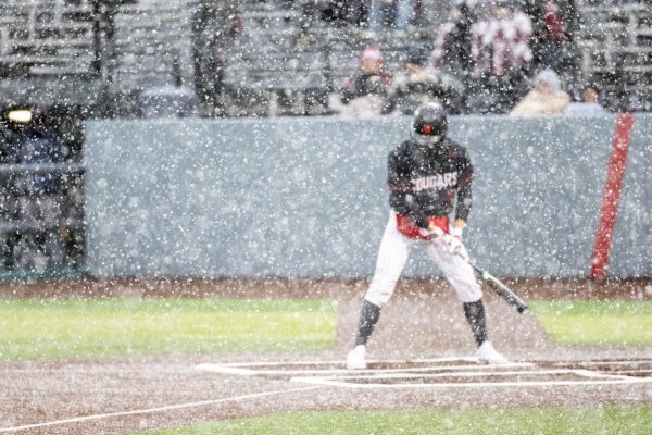 The snow delays the first home game of the 2024 WSU baseball season, March 1, in Pullman, Wash.