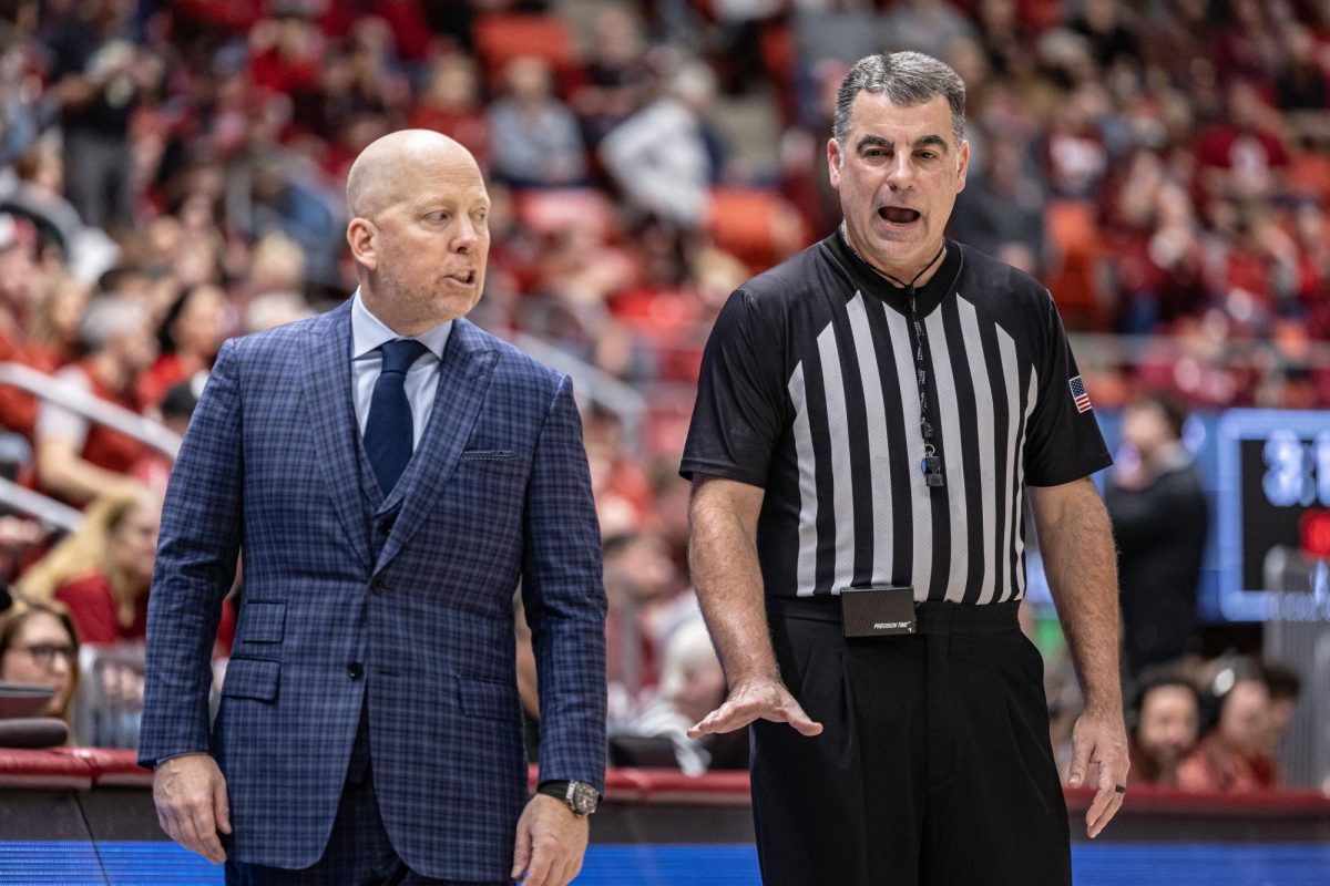 UCLA head coach Mick Cronin argues with an official during an NCAA men’s basketball game against WSU, March 2, 2024, in Pullman, Wash.