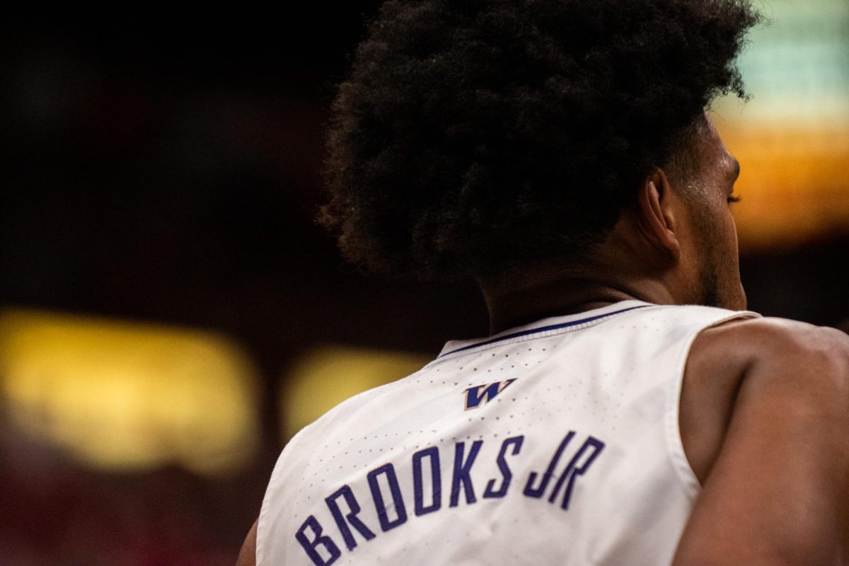 UW graduate forward Keion Brooks Jr. posted 22 points in the Apple Cup,  an NCAA basketball game between WSU mens basketball and UW, March 7 in Pullman, Wash.