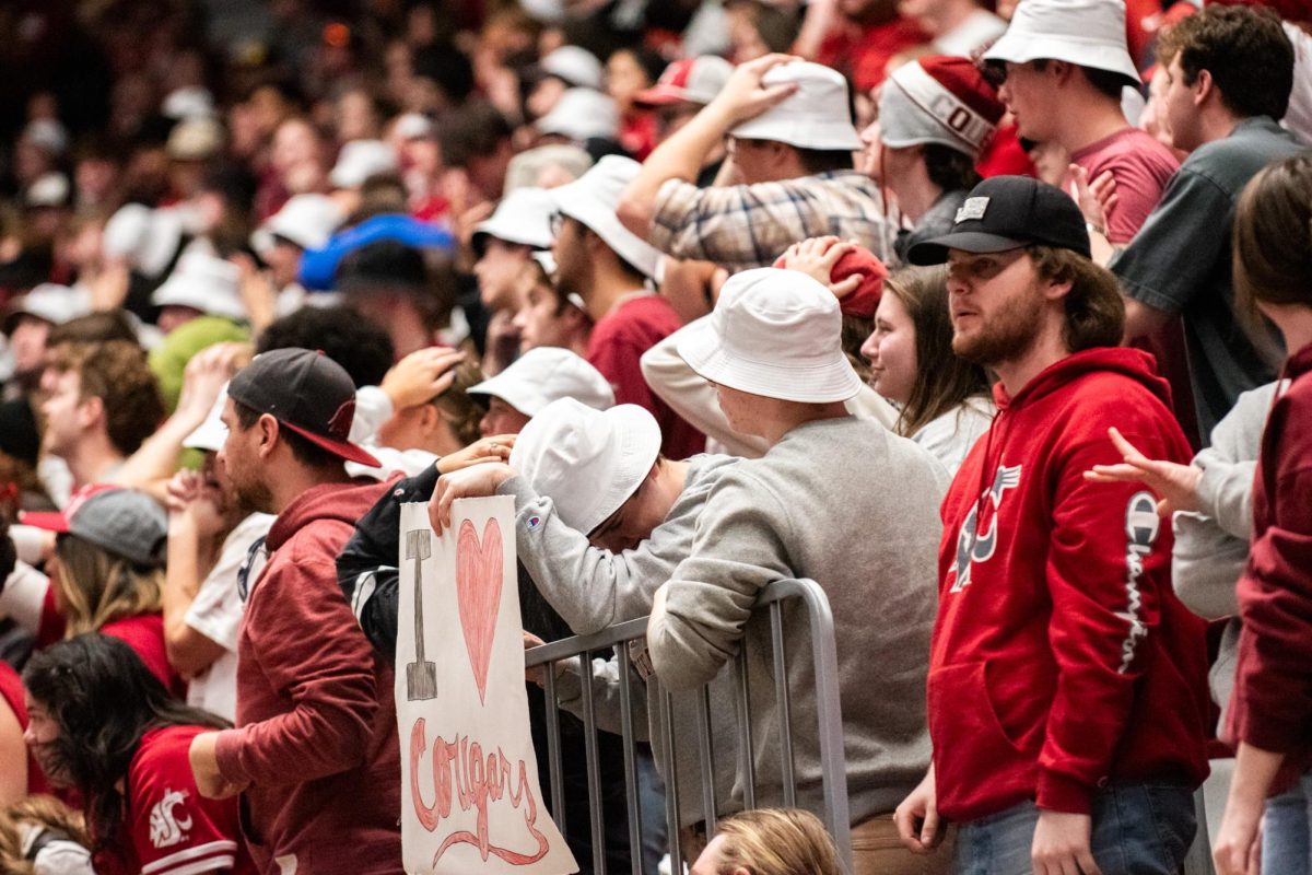 A season-high 9,311 people were at Beasley Colsieum for the Apple Cup. It was the largest on-campus crowd for a college basketball game in the state of Washington during the 2023–24 season. March 7 in Pullman, Wash.