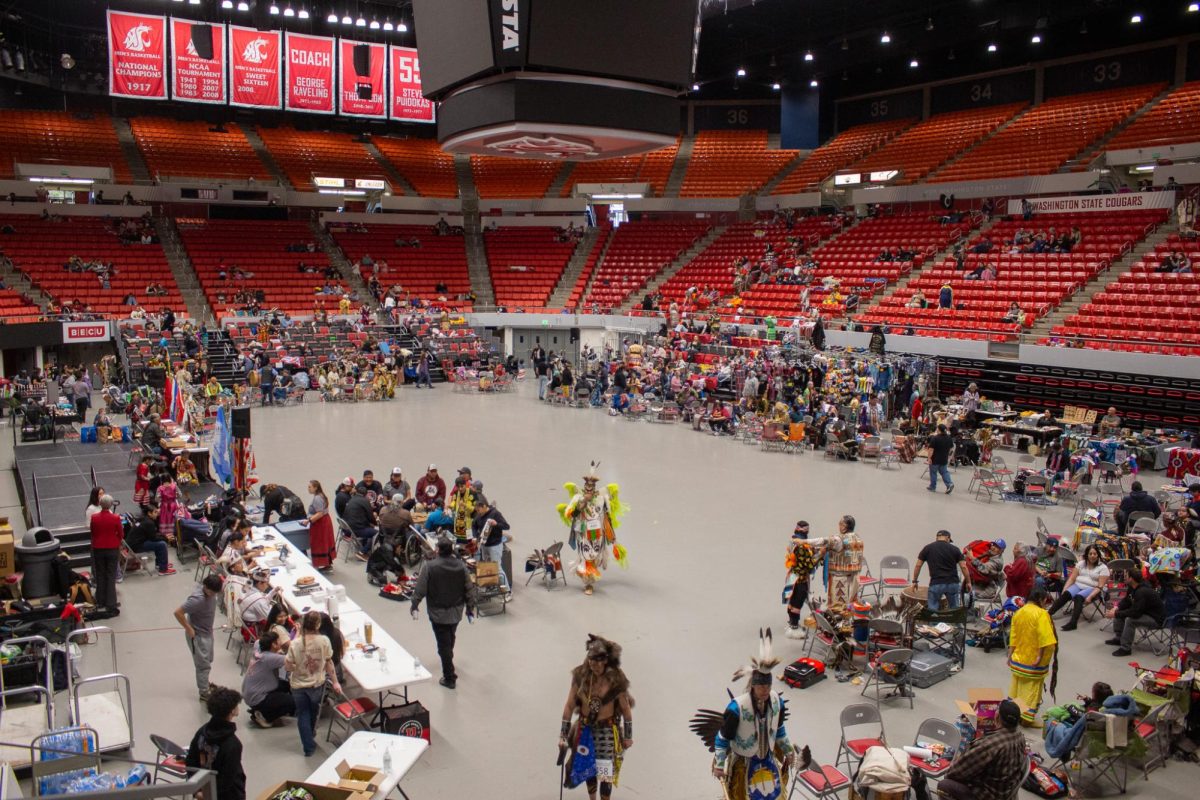 The floor of the 46th annual Pah-Loots-Puu Pow Wow held at Beasley Coliseum, March 30, in Pullman, Wash. 