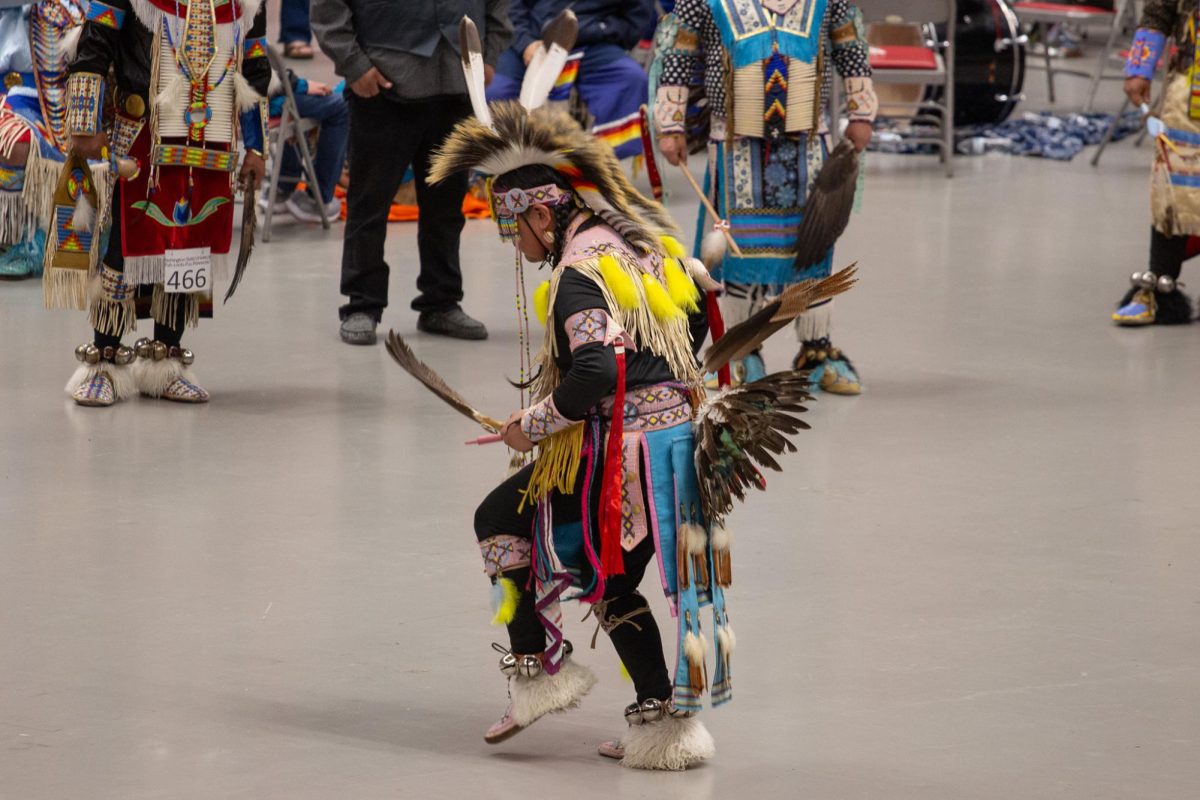 Performers from the Mens Chicken Dance during the 46th annual Pah-Loots-Puu Pow Wow held at Beasley Coliseum, March 30, in Pullman, Wash. 