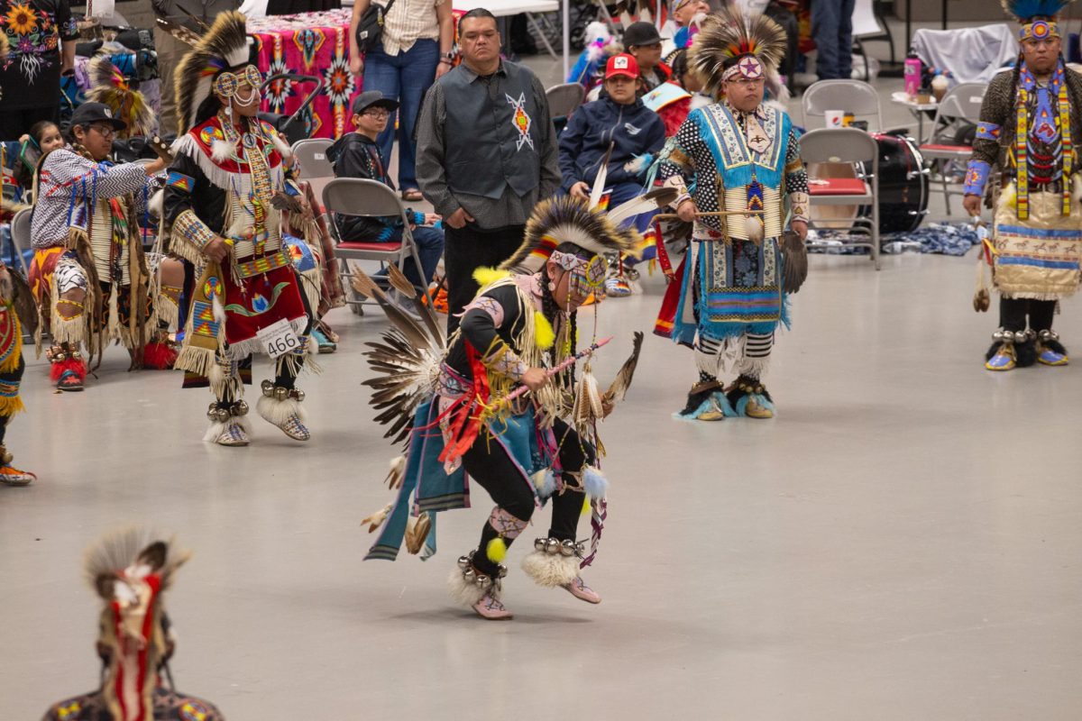 Performers from the Mens Chicken Dance during the 46th annual Pah-Loots-Puu Pow Wow held at Beasley Coliseum, March 30, in Pullman, Wash. 