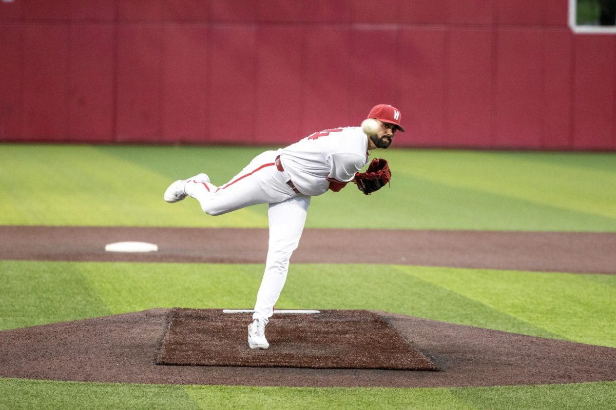 Grant Taylor pitching against Cal, April 12, in Pullman, Wash. 