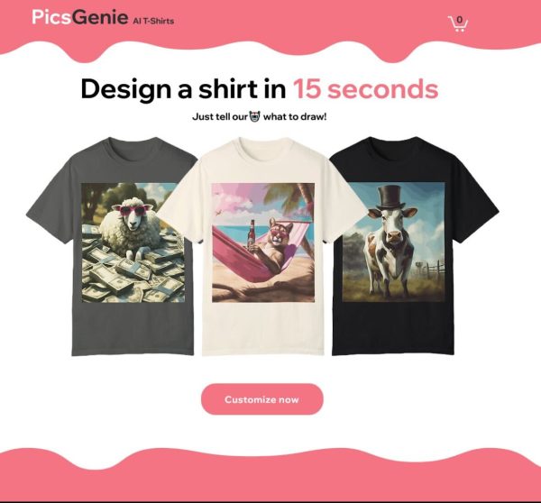 Examples of t-shirts from the PicsGenie website. Photo courtesy of Jared Kelnhofer