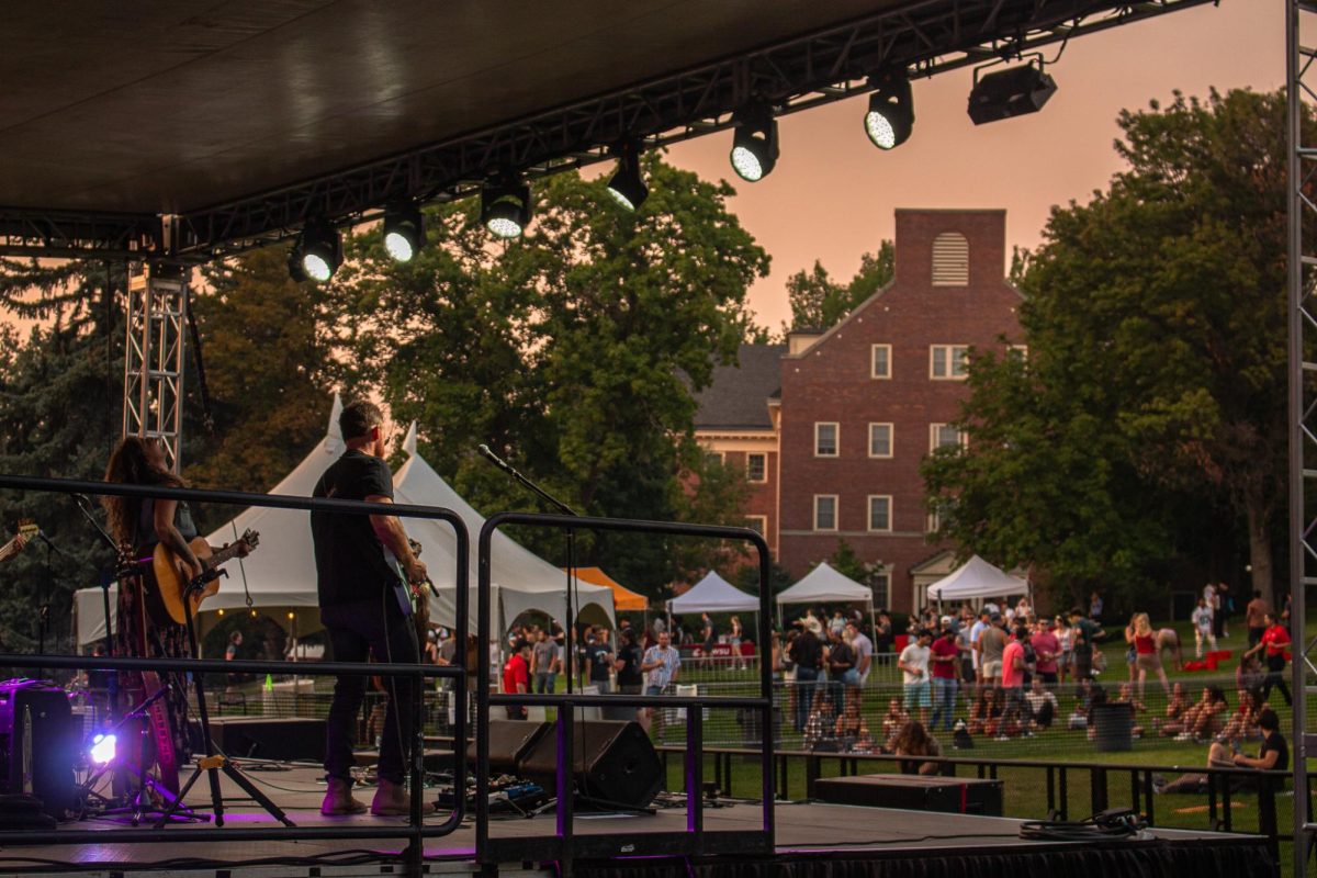 Madeline Hawthorne and Taylor Sims performing at CougFest 2024, Sept. 6, in Pullman, Wash.