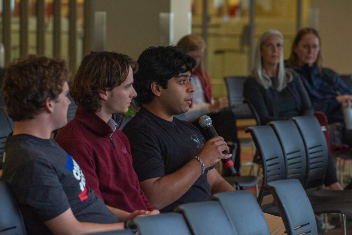 Bhargav Iyer shares his hopes for the next WSU president with the PSAC panel on Sept. 17 in Pullman, Wash.