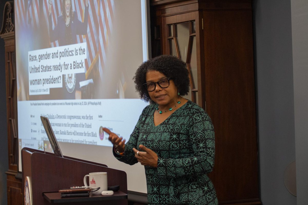 Terri Givens speaking at the Foley Institute on Sept. 25