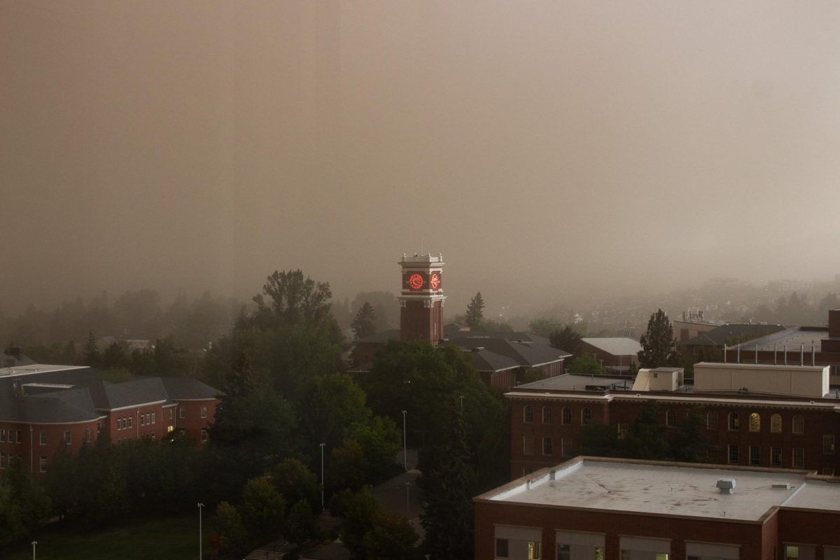 The dust storm rolling over the WSU Pullman campus on Sept. 25