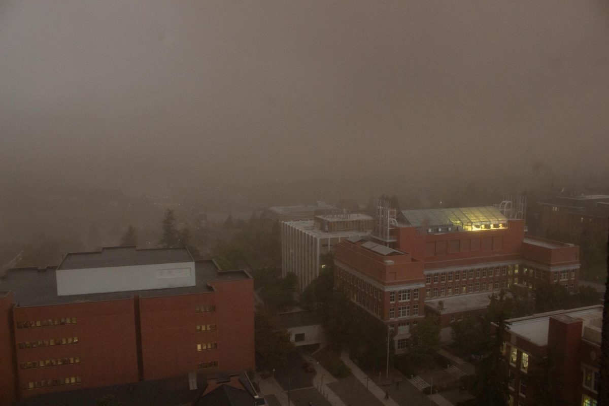 The dust storm rolling over the WSU Pullman campus on Sept. 25