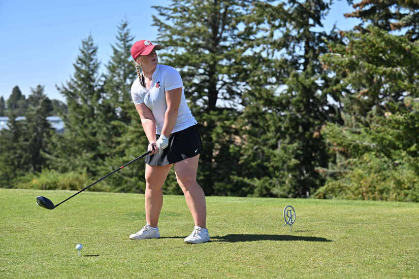 Alice Johansson practices on Keene Trace course at the Bettie Lou Evans Invitational at Lexington, Kentucky on Sept. 10, 2024