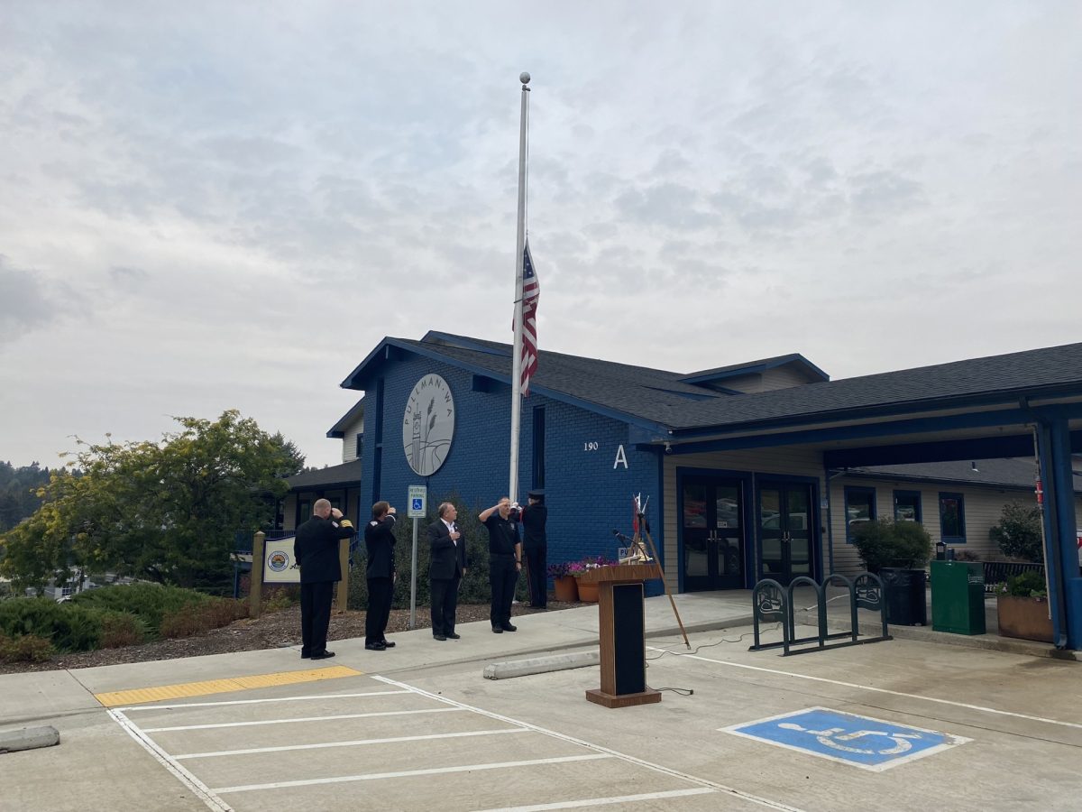 Flag at half-mast to honor lives lost on 9/11 outside Pullman City Hall