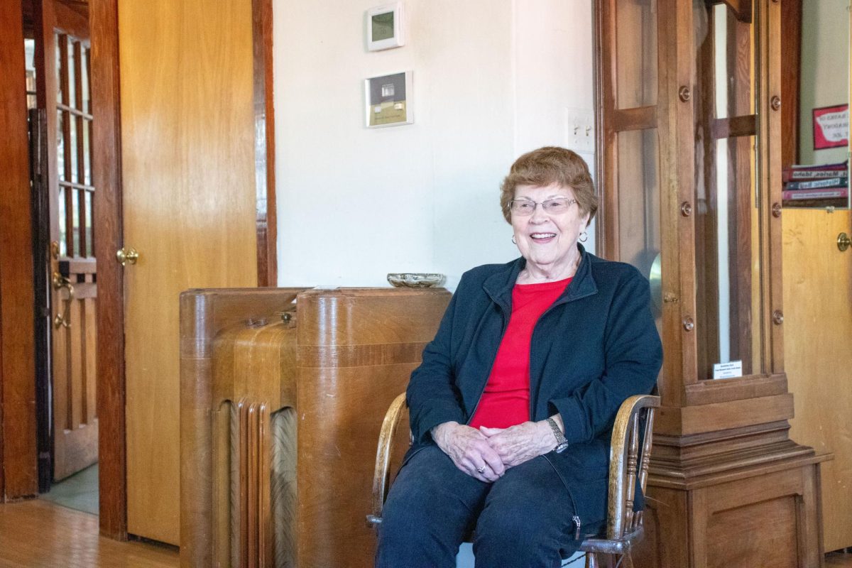 Priscilla Derry chats with reporters during the 2024 Rural Reporting Plunge in St. Maries, Idaho, on Oct. 5, 2024. 