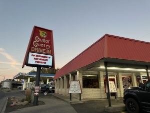 Cougar Country Drive-In, located at 760 N. Grand Ave, Pullman, WA.
