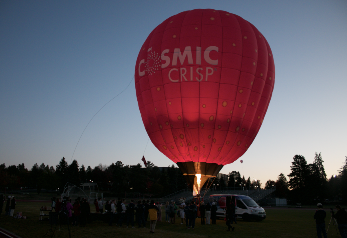 The balloon taking off Tuesday morning.