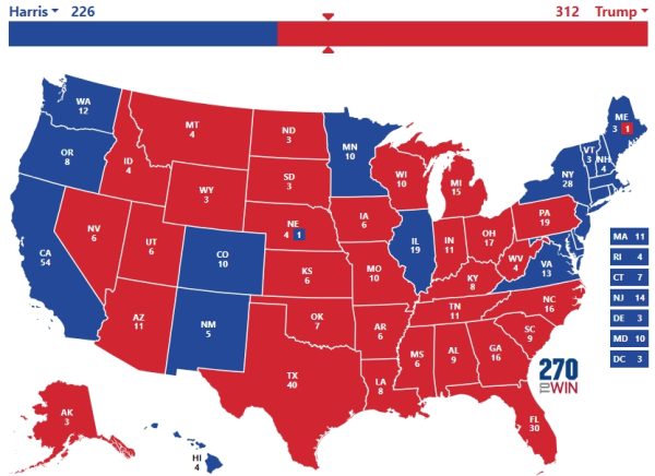 2024 election results, made using 270toWin.