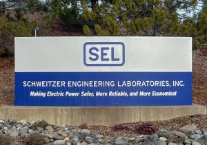 The Schweitzer Engineering Laboratories, Inc. entrance sign.