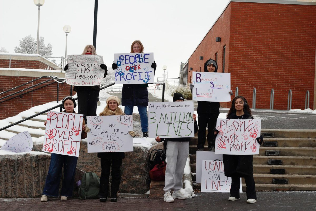 WSU students protest USAID cuts on Feb. 10 in Pullman, Wash.