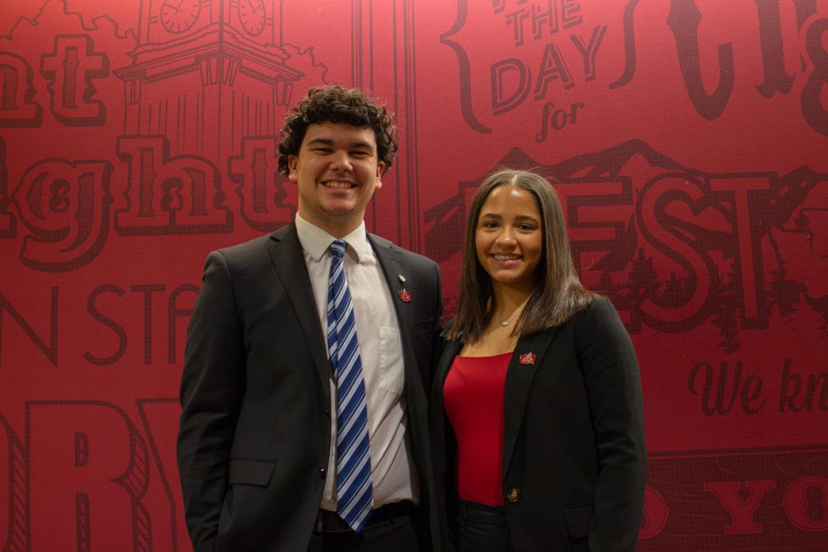 Newly elected ASWSU President Isaac Velazquez (L) and Vice President Grace Carpenter (R) together on March 5.