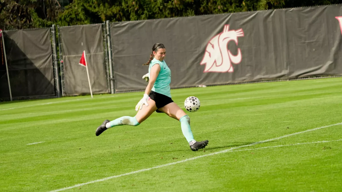Keara Fitzgerald winding up a kick (Courtesy of WSU Athletics)