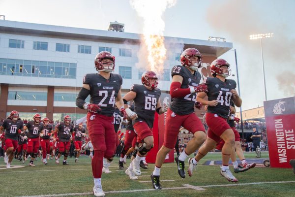 WSU Cougs take the field at home during the Apple Cup in 2025.
