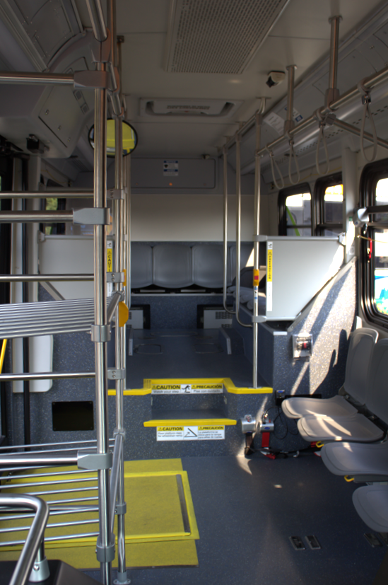 The inside of one of the new buses.