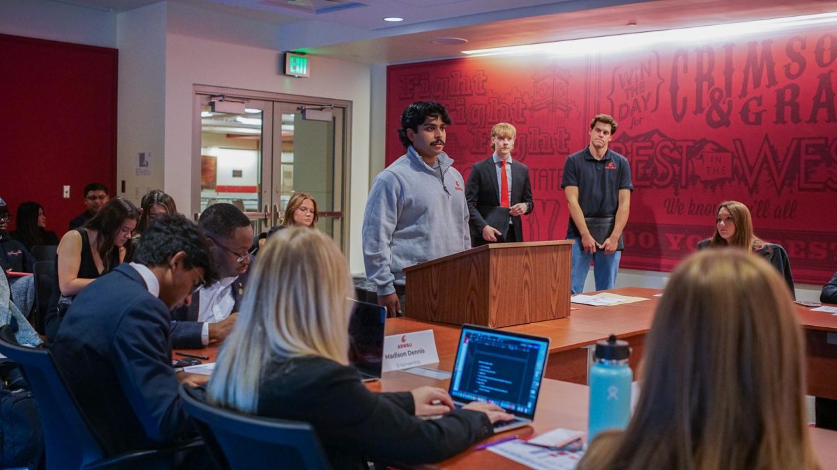 ASWSU Director of Legislative Affairs Bhargav Iyer addressing the senate, Oct. 15