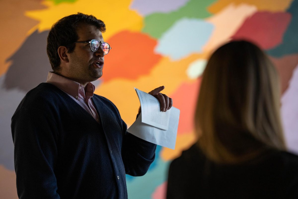 Washington State University Professor Colin Criss leads a Community Perspectives Exhibitions Tour at the Jordan Schnitzer Museum of Art on Thursday, Oct. 9. 