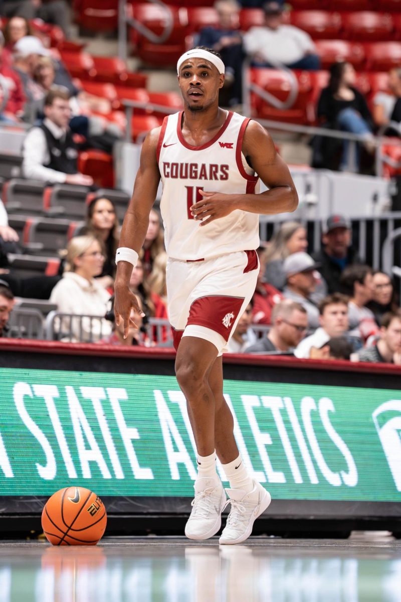 Washington State Guard Jerone Morton dribbles during the Cougars' win over Southern Utah on Wednesday, Nov. 19 at Beasley Colosseum. 