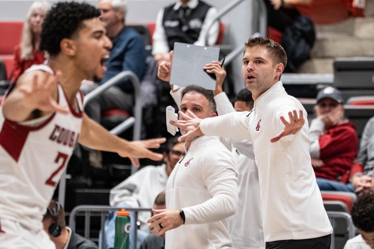 Washington State Head Coach David Riley calls a play during the Cougars' win over Southern Utah on Wednesday, Nov. 19 at Beasley Colosseum. 