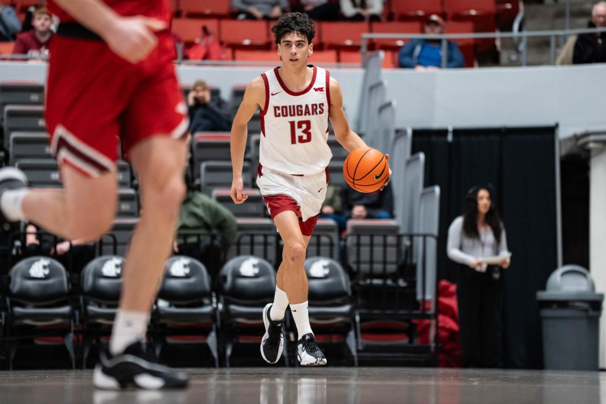 Washington State Guard Adria Rodriguez dribbles during the Cougars' win over Southern Utah on Wednesday, Nov. 19 at Beasley Colosseum. 