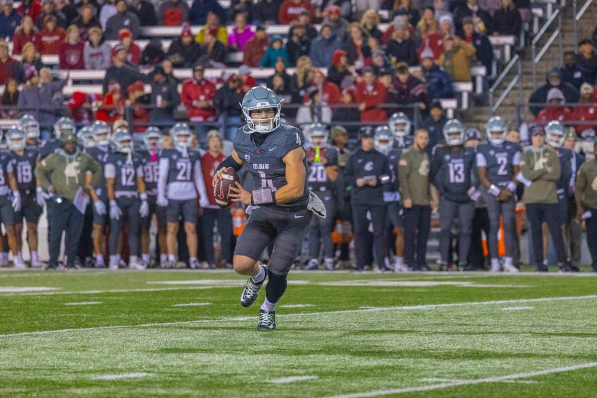 WSU Quarterback Zevi Eckhaus prepares to make a pass against LA Tech, Nov. 15, 2025