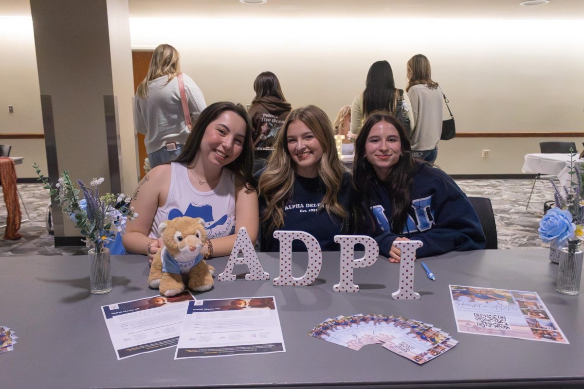 Alpha Delta Pi poses together for a photo at the Spring Sorority Fair on Jan. 13, 2026. 