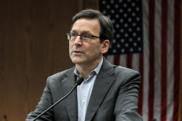 Gov. Bob Ferguson takes questions from the press at the John A. Cherberg Building in Olympia on Jan. 9, 2026.
