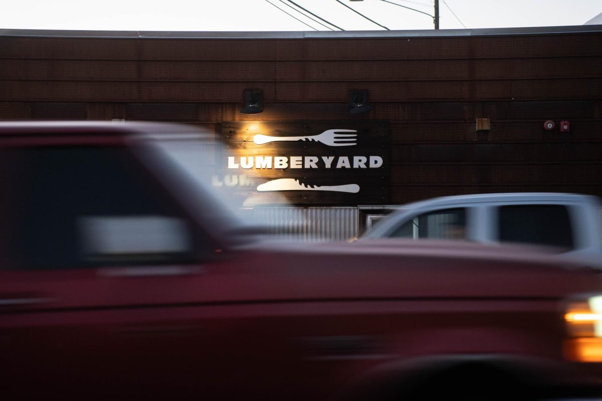 Cars pass by Lumberyard Food Hall on Wednesday, Jan 14. in downtown Pullman.
