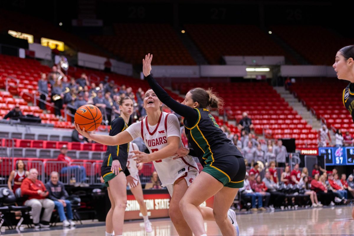 WSU Guard Mackenzie Chatfield looks for a shot against the University of San Francisco, Jan. 17, 2026