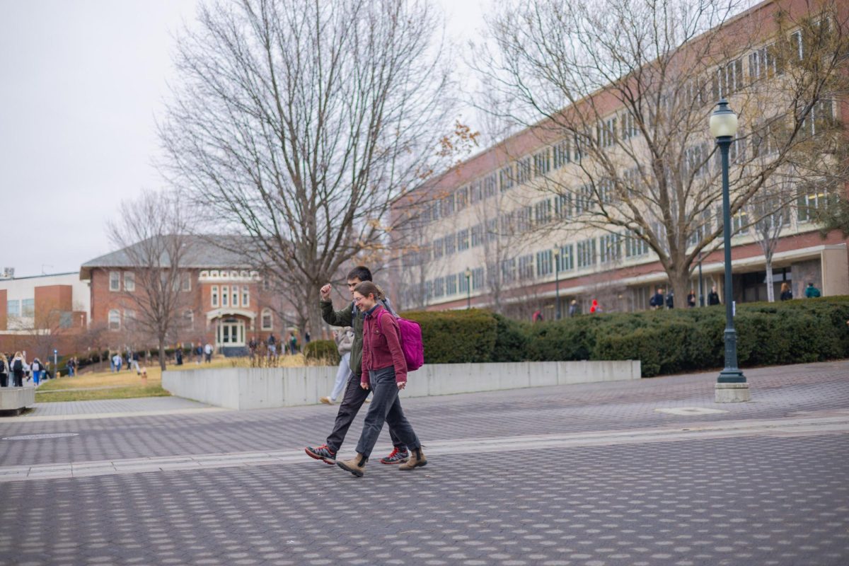 Students walking on Glenn-Terrell Mall on the WSU Pullman campus, Jan. 21, 2026.