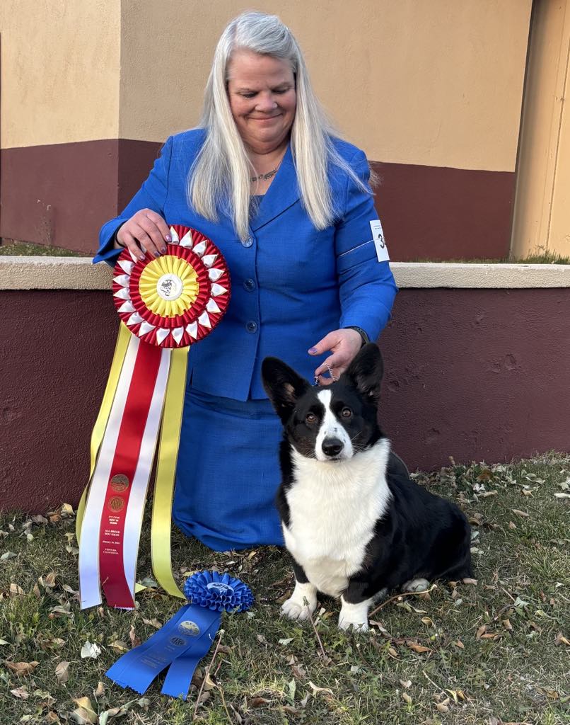 Denise Waiting and Witton pose for a photo after taking home a ribbon
