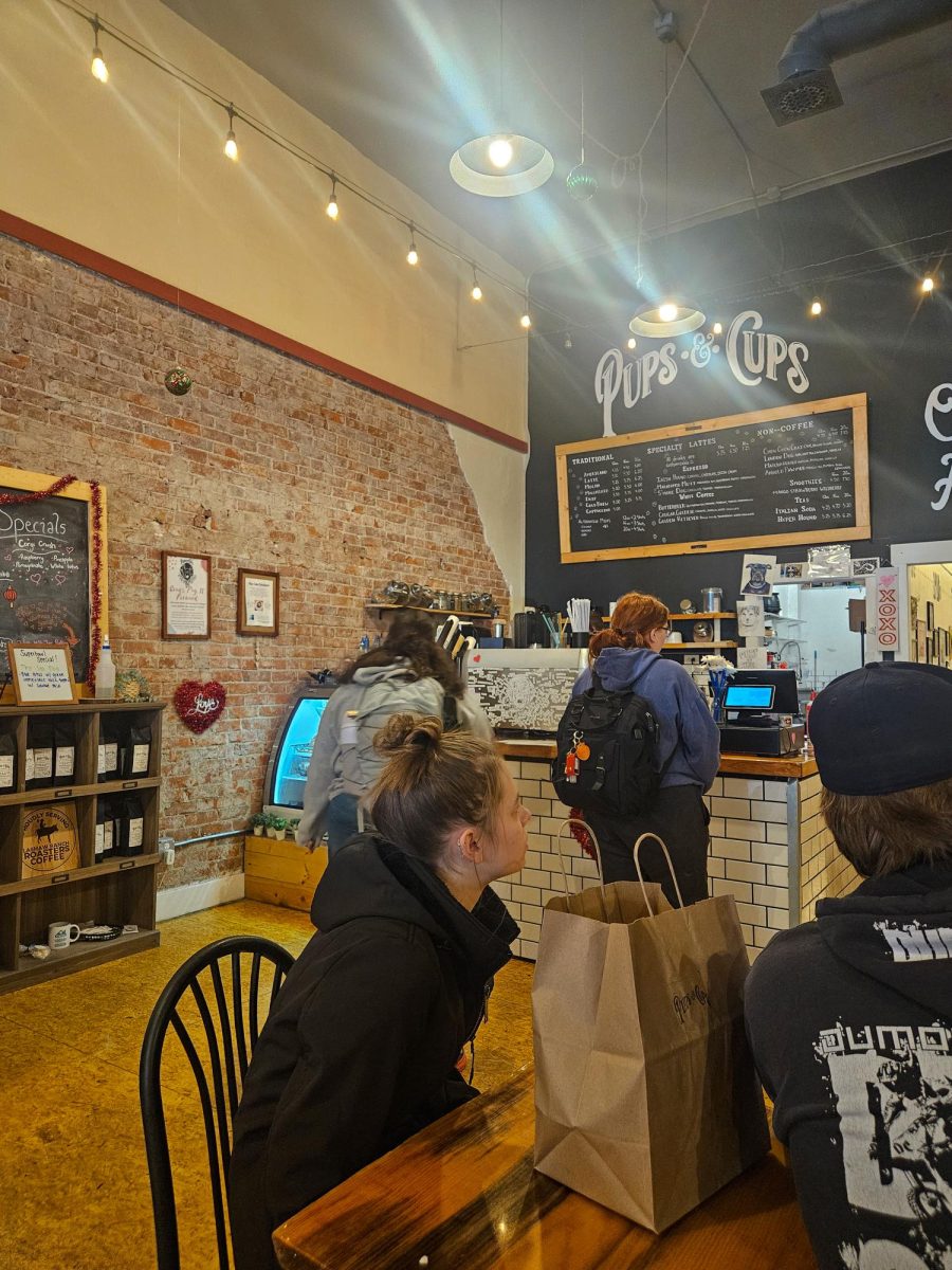 Customers order, sit and mingle at Pups and Cups in downtown Pullman on Feb. 10. 