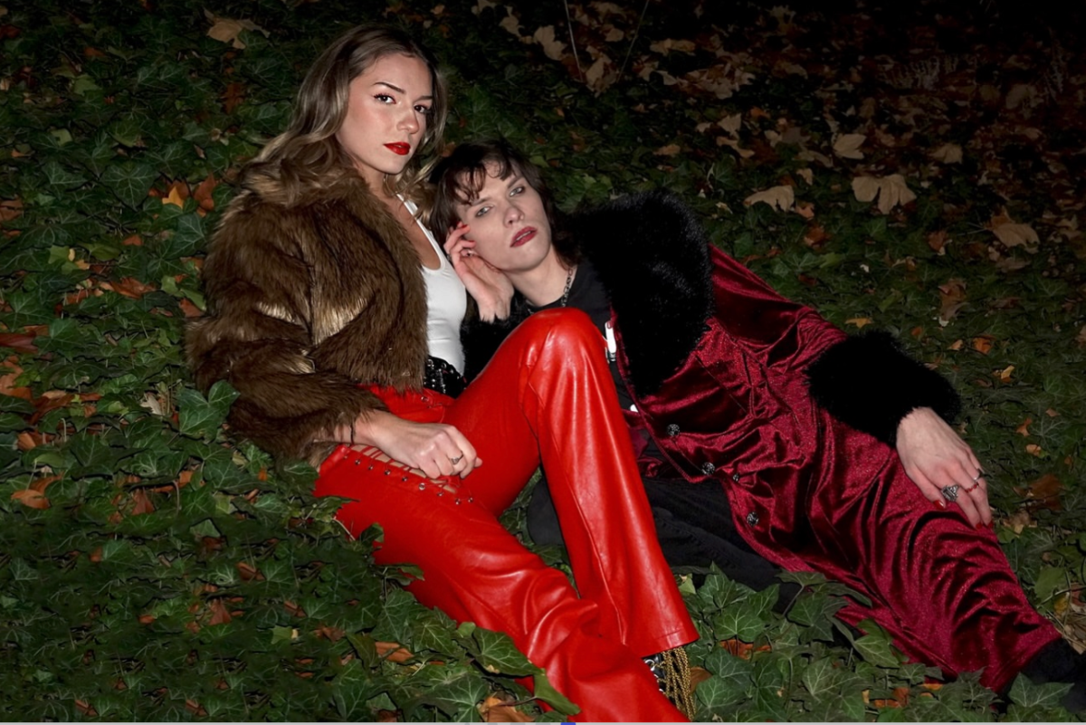 Luxe Magazine members Sophia Freel (left) and Hyrum Goff (right) pose for their "All Red" edition. | Photographed by Aimee Espinoza