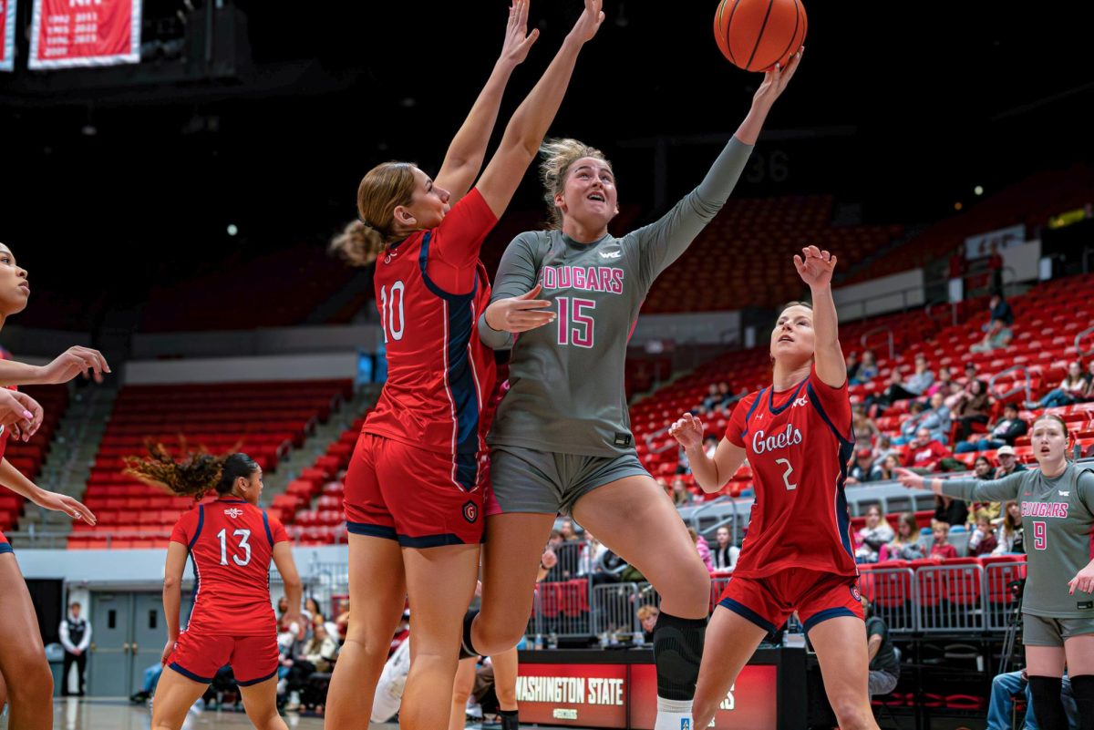 WSU Guard Keandra Koorits going for a lay-up against Saint Mary's, Feb. 28, 2026.
