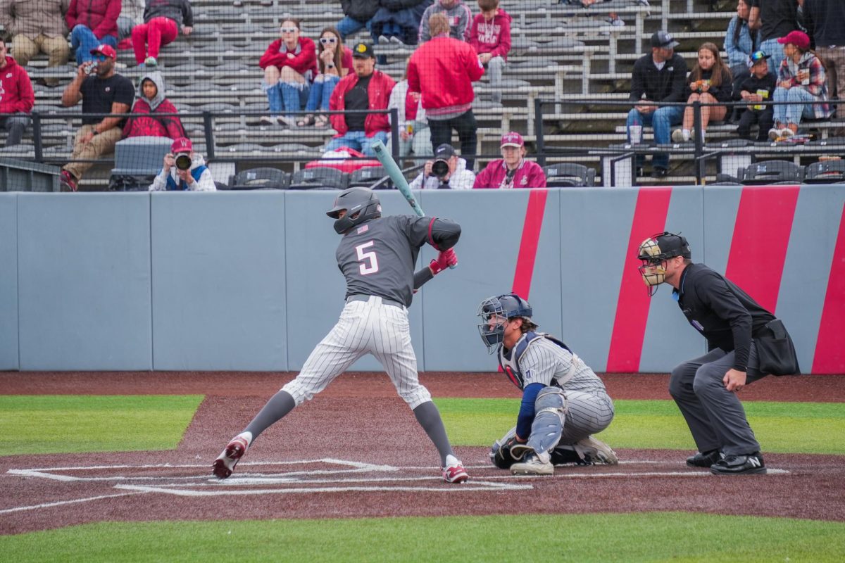 WSU infielder Kyler Northrop getting ready to swing against University of Nevada, March 28, 2026.
