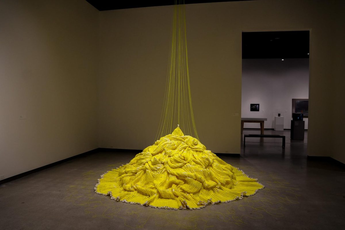 "Resonate With" from the "An Unfinished Origin" collection by Mimi Jung at the Jordan Schnitzer Museum of Art's Master of Fine Arts Thesis Exhibition, March 31, 2026.