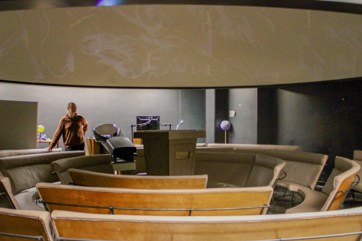 Dr. Guy Worthey in the WSU Planetarium after setting up projected images, March 25, 2026.
