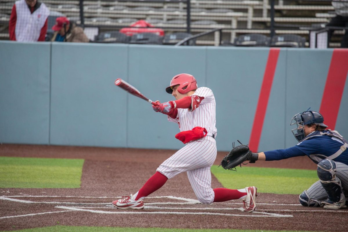 WSU Midfielder Gavin Roy finishing his swing after a hit against University of Nevada, March 29, 2026.