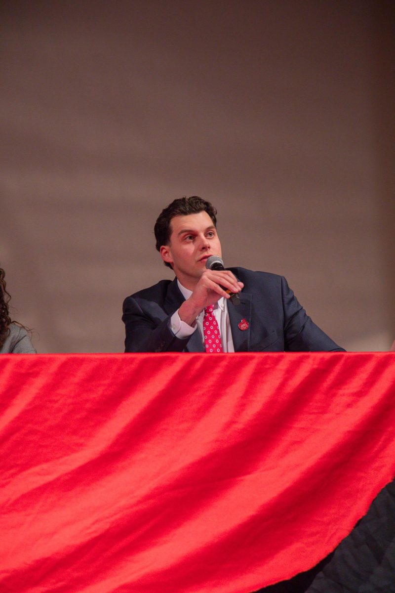 ASWSU Vice Presidential candidate Reed Scott speaking during the ASWSU General Q&A, March 5, 2026.