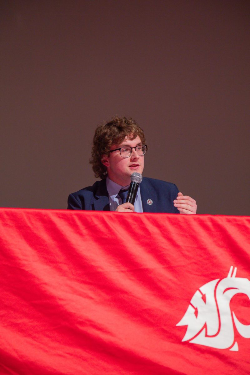 ASWSU Presidential candidate Collin Bannister speaking during the ASWSU General Q&A, March 5, 2026.