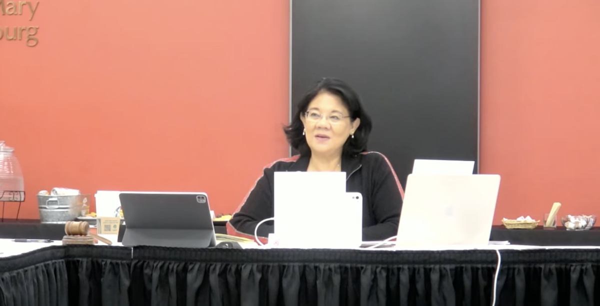 Chair Jenette Ramos presides over Board of Regents meeting in Vancouver, Wash., on March 6.