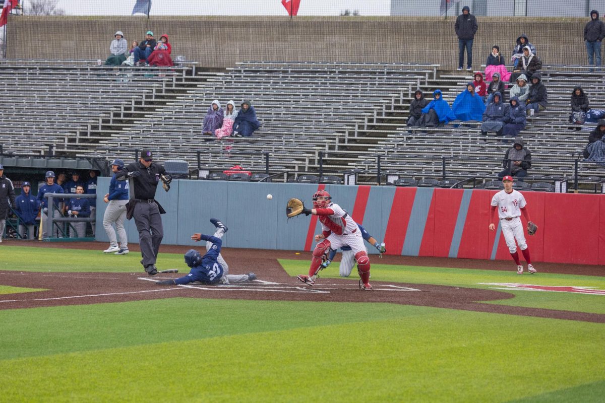 WSU catcher Cam Macleod reaches for the ball against University of Nevada, March 29, 2026.